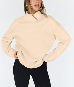 Women's Oversized Sweatshirts <b>Mock</b> <b>Neck</b> Pullover Long Sleeve <b>Tops</b> Fall Fashion Outfits 2026 Clothes Unlined Poly/Cotton Pullover - Product Image 1