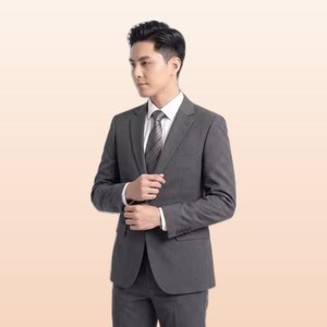 Costume d'affaires gris premium pour homme, résistant aux plis, élégant, ensemble blazer et pantalon pour le bureau - Product Image 2
