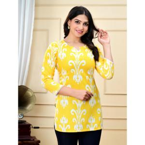 เสื้อทูนิคพิมพ์ลายลำลองสำหรับผู้หญิงจาก Aarti Fashion เอวธรรมชาติ คอทรงโอ แขนสามส่วน ผ้าทอ ใส่ได้ทุกฤดู - Product Image 3