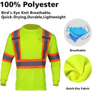 Chemise de sécurité réfléchissante ZUNEZI noire à manches longues, classe 1 ANSI, EN ISO 20471, avec LED clignotante, imperméable, séchage rapide, logo personnalisé - Product Image 4