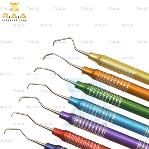 Juego de Curetas Gracey de 7 Piezas con Mango de Aluminio Multicolor y Puntas de Acero Inoxidable R.A.A. INTERNATIONAL Calidad Premium - Product Image 2