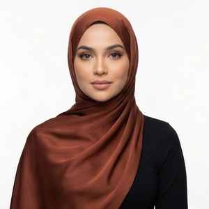 Hiyab de poliéster de color sólido para mujer, chifón suave al tacto, para uso diario, pañuelo étnico de Oriente Medio. - Product Image 1