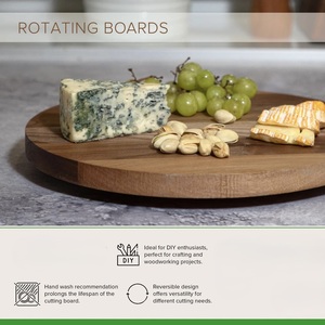 Wood Double Tier Rotating Tray Smooth-Spin Lazy Susan for Tabletop <b>Spice</b> Serving - Product Image 3