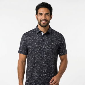Polo à manches courtes pour homme, imprimé, coupe classique, vêtement décontracté, respirant, en polyester tissé, motif noir et blanc - Product Image 3
