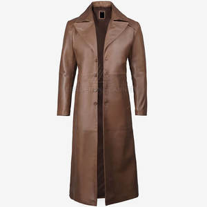 Manteau en cuir sur mesure pour homme de haute qualité, style classique long, en cuir véritable, manteau de haute qualité - Product Image 6