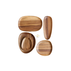 Plateau de service élégant en bois en forme de feuille, fait main, en bois naturel, écologique, pour les événements culinaires et la décoration - Product Image 1