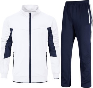 Chándal para hombre con chaqueta de cremallera completa y bolsillos laterales, y pantalones a juego, ropa informal de otoño, material de algodón transpirable - Product Image 3