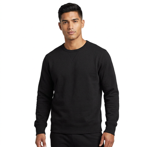 <b>Black</b> Men's <b>Crew</b> <b>Neck</b> <b>Sweatshirt</b> Long Sleeve Pullover Knitted Solid Casual Autumn Top - Product Image 6