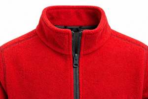 Custom Crimson Red Full Zip Polar Fleece Bomber Jacket <b>Men</b> Stand Collar Warm Outdoor Sport Autumn <b>Thermal</b> Zipper Front Windproof - Product Image 5
