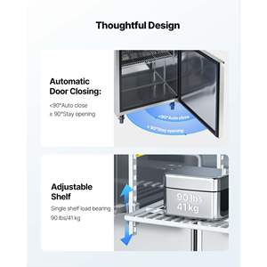 Réfrigérateur commercial de cuisine de 28 pouces, 7,1 pieds cubes Table réfrigérée de préparation de salades et de sandwichs en acier inoxydable, 8 bacs - Product Image 6