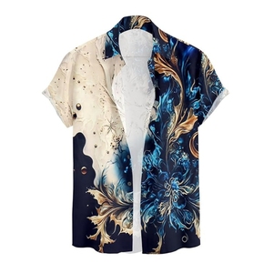 Chemise hawaïenne à manches courtes pour homme, imprimé floral numérique, décontractée, boutonnée, pour l'été - Product Image 1