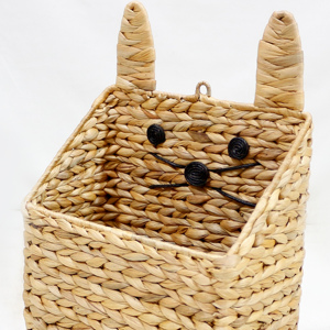 Panier mural décoratif en jacinthe d'eau naturelle pour ranger les jouets, organisateur de chambre d'enfant, motif lapin mignon - Product Image 3