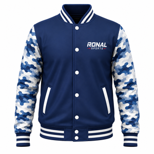 เสื้อแจ็คเก็ตวาร์ซิตี้ผู้ชาย RONAL SPORTS สีน้ำเงินลายพราง แขนเสื้อติดกระดุม สไตล์สปอร์ต เหมาะสำหรับใส่ในฤดูใบไม้ร่วง มีไซส์พลัสสำหรับผู้ชาย - Product Image 1