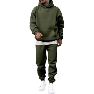 Ensemble de survêtement en coton pour homme, sweat-shirt à capuche et pantalon de jogging, style décontracté pour un confort quotidien - Product Image 1
