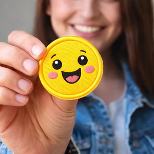 SmileyBud cartoon face embroidered <b>patches</b>, 10 colors, 2.5-inch iron-<b>on</b>/<b>sew</b>-<b>on</b> for clothes, bags & DIY crafts. - Product Image 1