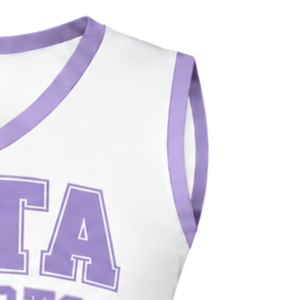 Haut d'uniforme de cheerleading lavande sans manches à col en V pour la danse de compétition et l'entraînement sportif - Product Image 4