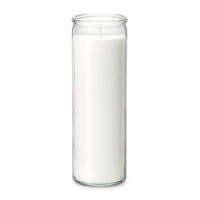 Bougies de Pâques religieuses catholiques modernes en cire de paraffine blanche, 7 jours, en gros, en pot de verre, forme pilier, longue durée de combustion
