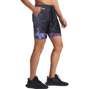 Printed Gym <b>Shorts</b> <b>Men</b> 2 in 1 Quick Dry Polyester <b>Compression</b> <b>Shorts</b> with Phone Pocket Patterned Athletic Workout <b>Shorts</b> - Product Image 5