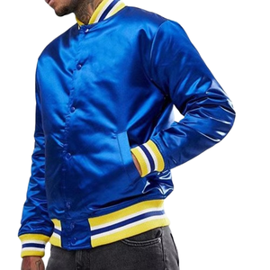 Silk Satin <b>Varsity</b> <b>Jackets</b> Customized Logo Button Outdoor Fashion Satin Baseball <b>Varsity</b> <b>Jacket</b> for Men - Product Image 2