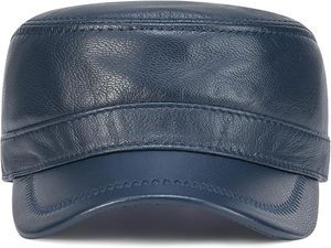 Unisex PU Leather <b>Flat</b> Cap Solid Color Casual Fitted <b>Hat</b> for Adults 56-58CM Multi-Panel Design - Product Image 6