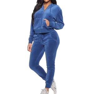 Ensemble de survêtement décontracté en molleton de coton de haute qualité pour femmes, vêtements de rue, motif uni avec impression personnalisée pour femmes - Product Image 1
