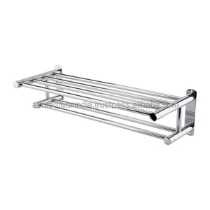 Towel Bar and Rack Wall Fixed Bathroom Accessories Construction and Real Estate Silver Chrome Plated Stainless Steel - Product Image 1