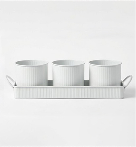 Nouveauté : Ensemble de pots de fleurs classiques en métal thermolaqué avec plateau pour décoration de jardin intérieur/extérieur, taille personnalisable - Product Image 6