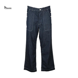 Relevo - Jeans de Mezclilla de Pierna Recta para Hombre, Corte Regular Informal de Algodón, Cintura Media, Color Sólido, Estilo Moderno - Product Image 1