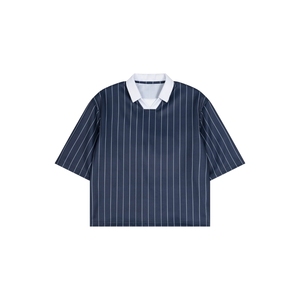 เสื้อรักบี้ชาย สีแดงเลือดหมู ลายทาง คอปกสีขาว ทรงโอเวอร์ไซส์ เสื้อกีฬาขายส่ง - Product Image 6