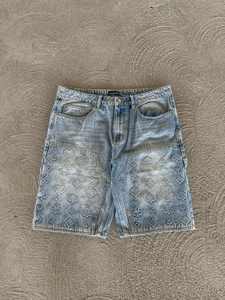 Pantalones Cortos de Mezclilla Personalizados con Estampado de Cartas de Póker, Estilo Vintage, Holgados, para Hombre, Ropa Urbana, OEM ODM - Product Image 4