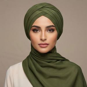 ผ้าคลุมฮิญาบชีฟองคุณภาพสูงสำหรับผู้หญิงมุสลิม ลายดอกไม้ สำหรับฤดูใบไม้ร่วง ผ้าพันคอยาวสั่งทำได้ สีสันปรับแต่งได้ ป้องกันแบคทีเรีย แห้งเร็ว พรีเมียม - Product Image 5