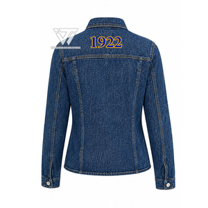 Vêtements de sororité Sigma Gamma Rho personnalisés en gros pour femmes, veste en jean déchirée brodée, accessoires grecs - Product Image 2