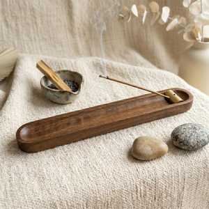 Handmade Wooden Incense Burner Natural Wood Incense Holder <b>Stick</b> Ash Catcher Decorative Aromatherapy Holder - Product Image 3