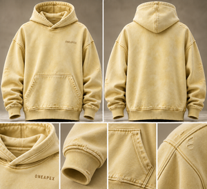 Sudadera con Capucha Amarilla para Hombre, Estilo Desgastado, Oversize, con Detalles Rotos, Estilo Urbano - Product Image 6