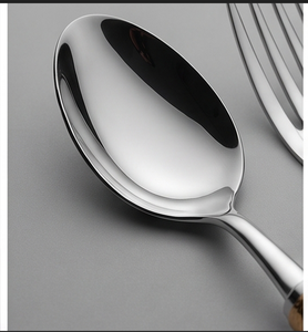 Juego de cubiertos moderno de acero inoxidable con mangos grises y detalles dorados, apto para lavavajillas, vajilla para bodas - Product Image 3
