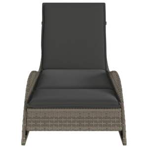 Lettino Prendisole in Rattan PE Grigio 60 x 205 x 73 cm, Sedia Reclinabile da Esterno con Cuscino, Design Contemporaneo - Product Image 4