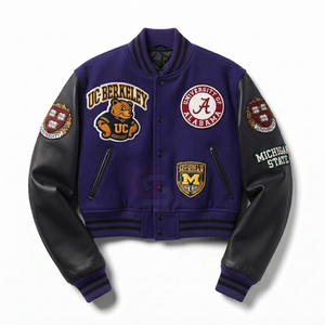 New Hot Selling Custom Cool Style Wool <b>Winter</b> Varsity <b>Jackets</b> Baseball letterman <b>Jacket</b> for women lady crop Wholesale Customized - Product Image 1