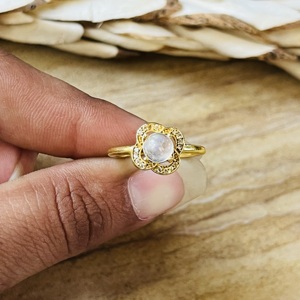 Unique Premium Design Flower <b>Ring</b> Quartz Gold Plated Brass <b>Ring</b> Zircon Floral Boho <b>Statement</b> <b>Ring</b> Handmade Dainty Wholesale <b>Ring</b> - Product Image 4