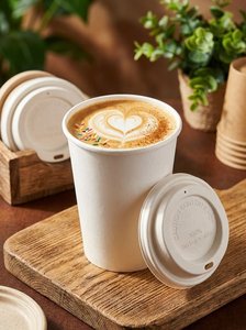 แก้วกาแฟไฟเบอร์ขึ้นรูปขนาด 80 มม. พร้อมฝาปิด แก้วแบบใช้แล้วทิ้งสำหรับเครื่องดื่มร้อน ร้านกาแฟ รับผลิตแบบ OEM และขายส่ง - Product Image 1