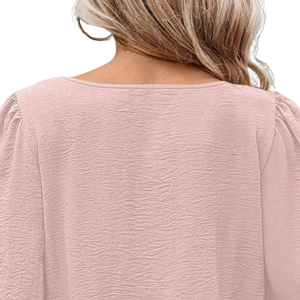 Chemisier coréen rose en mousseline de soie pour femme, col rond, manches classiques, coupe ample, haut décontracté pour l'automne, taille XL - Product Image 4