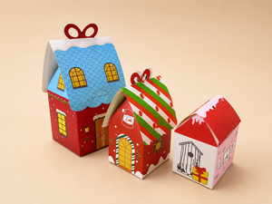 Boîte en papier personnalisée colorée en forme de maison pour Noël, emballage mignon pour desserts et pâtisseries, idéale pour les cadeaux de fête au Vietnam - Product Image 2