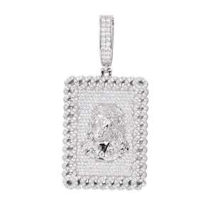 Collier avec pendentif carré en argent sterling 925 et moissanite, fermoir, bijoux hip-hop pour hommes - Product Image 3