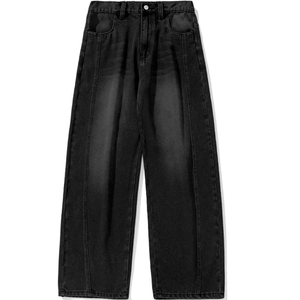 Jeans en denim décontractés pour hommes, coupe large, style urbain, pantalon ample vintage, vêtements streetwear - Product Image 4