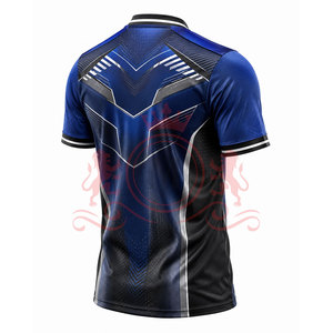 Maillot de football pour homme à motif géométrique bleu, manches courtes, col en V, polyester respirant, coupe athlétique, toutes saisons - Product Image 5