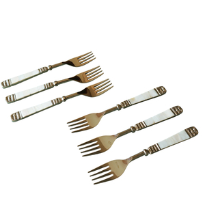 Elegant Mother Of Pearl <b>Handle</b> Stainless Steel Dinner Fork Set Luxury Gold Plated Flatware Cutlery Utensils For Home & Weddings - Product Image 1