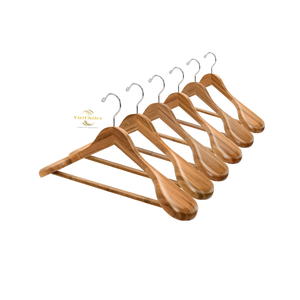 Cintres en bambou en gros, écologiques et naturels, pour rangement de placard et présentation de vêtements - Product Image 4