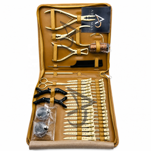 ADELMAS INTERNATIONAL Nude Beige Custom Logo Top Sale Professional Stainless Steel Pliers Hair Extension Weave Microbead Tool Kit - Product Image 1