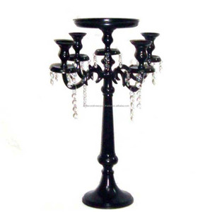 Candelabros 5 velas con gota colgante de cristal nuevo diseño Metal hecho a mano cristal colgante centro de mesa boda candelabro hecho a mano - Product Image 2