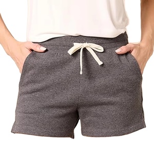 Women's Gray Knitted Drawstring Shorts With Bow Detail Casual Mid Waist Breathable Regular Fit Solid Color Short <b>Pants</b> - Product Image 5
