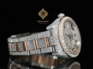 นาฬิกาข้อมือผู้หญิง Pahal Jewels ประดับเพชร ตัวเรือนสแตนเลสสตีล ดีไซน์หรูหรา สไตล์ฮิปฮอป ขนาด 40 มม. หน้าปัดทรงกลม ระบบอนาล็อก พร้อมฟังก์ชั่นวันที่ กลไกจักรกล - Product Image 4